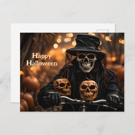 Gelukkig Halloween Skelet in een  smoking Briefkaart (Voorkant / Achterkant)