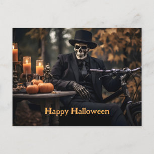 Gelukkig Halloween Skelet in een  smoking Briefkaart