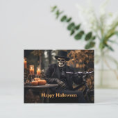 Gelukkig Halloween Skelet in een  smoking Briefkaart (Staand voorkant)