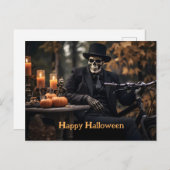 Gelukkig Halloween Skelet in een  smoking Briefkaart (Voorkant / Achterkant)