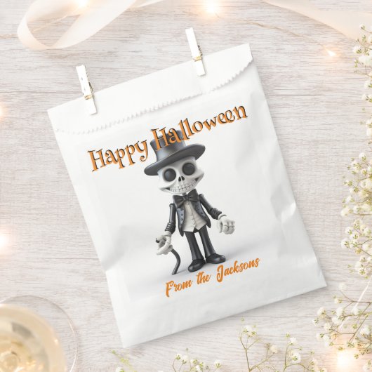 Gelukkig Halloween SKELET in TOP HOED & ZWART PAK Bedankzakje (Geknipt)