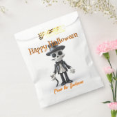 Gelukkig Halloween SKELET in TOP HOED & ZWART PAK Bedankzakje (Gezegeld)