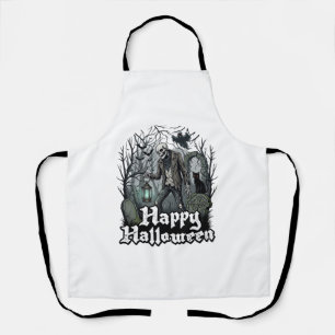 Gelukkig Halloween Skelet Lantaarn Zwarte Kat Begr Schort