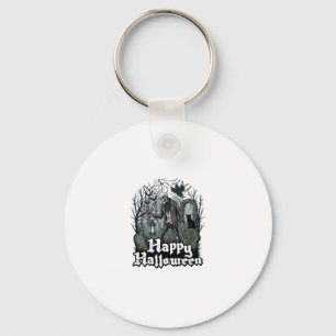 Gelukkig Halloween Skelet Lantaarn Zwarte Kat Begr Sleutelhanger