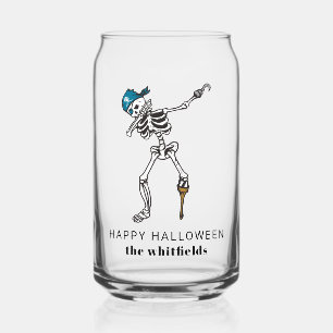 Gelukkig Halloween Skelet Piraat Dabbing Familie Blikvorm Glas