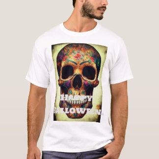 "Gelukkig Halloween skelet print T-shirt. T-shirt