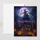 Gelukkig Halloween Skelet Skull Haunted House Briefkaart (Voorkant / Achterkant)
