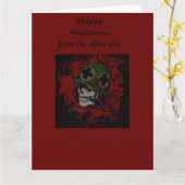 Gelukkig Halloween skeletsoldaat Kaart (Gele Bloem)