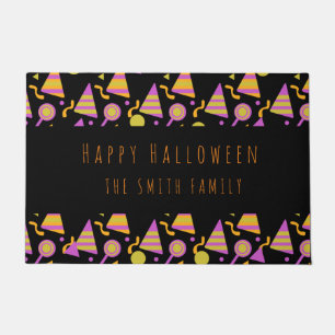 Gelukkig Halloween Snoep Neon Patroon Naam Deurmat