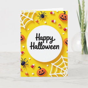 Gelukkig Halloween Spinnen En Webben Kaart
