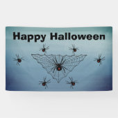 Gelukkig Halloween Spinnenweb Giftige Spin Blauw G Spandoek (Horizontaal)