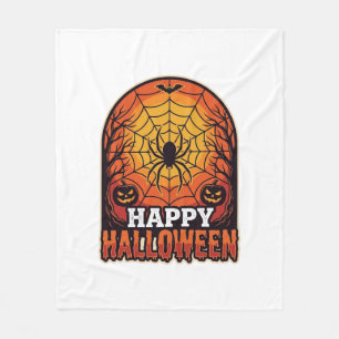 Gelukkig Halloween Spinnenweb Vintage Gravure Ontw Fleece Deken