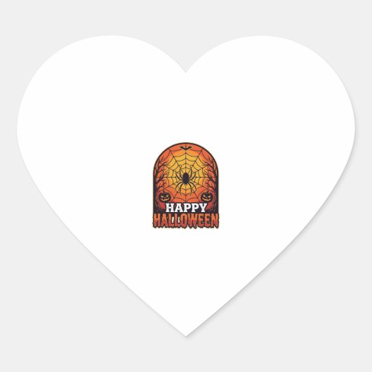 Gelukkig Halloween Spinnenweb Vintage Gravure Ontw Hart Sticker (Voorkant)