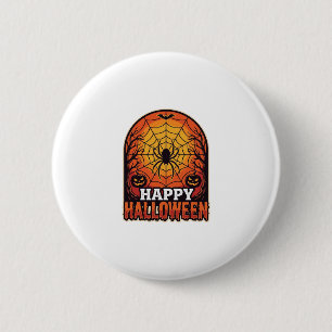 Gelukkig Halloween Spinnenweb Vintage Gravure Ontw Ronde Button 5,7 Cm