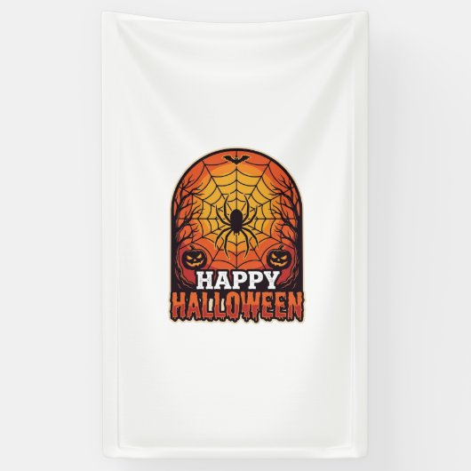 Gelukkig Halloween Spinnenweb Vintage Gravure Ontw Spandoek (Verticaal)
