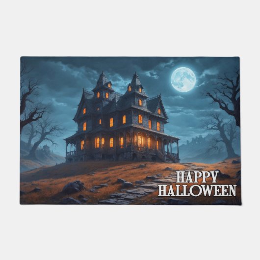 Gelukkig Halloween Spokenhuis Deurmat (Voorkant)