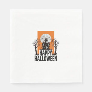 Gelukkig Halloween Spokenhuis Vintage Grafisch_1 Servet
