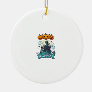 Gelukkig Halloween Spokenkasteel Pompoenen Geesten Keramisch Ornament