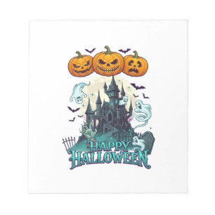 Gelukkig Halloween Spokenkasteel Pompoenen Geesten Notitieblok