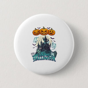 Gelukkig Halloween Spokenkasteel Pompoenen Geesten Ronde Button 5,7 Cm