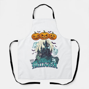 Gelukkig Halloween Spokenkasteel Pompoenen Geesten Schort
