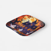 Gelukkig Halloween spook en spookhuis Papieren Bordje (Gebogen)