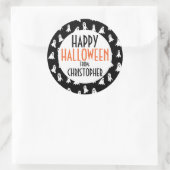 Gelukkig Halloween spookpatroon Kinder gepersonali Ronde Sticker (Tas)