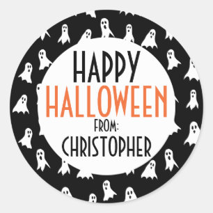Gelukkig Halloween spookpatroon Kinder gepersonali Ronde Sticker