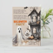 Gelukkig Halloween Spooky Ghost Party Gedicht Uitn Aankondiging (Staand voorkant)