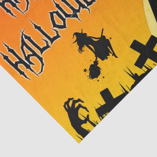 Gelukkig Halloween Spooky Haunted House, Cemetery Tissuepapier (Detail)