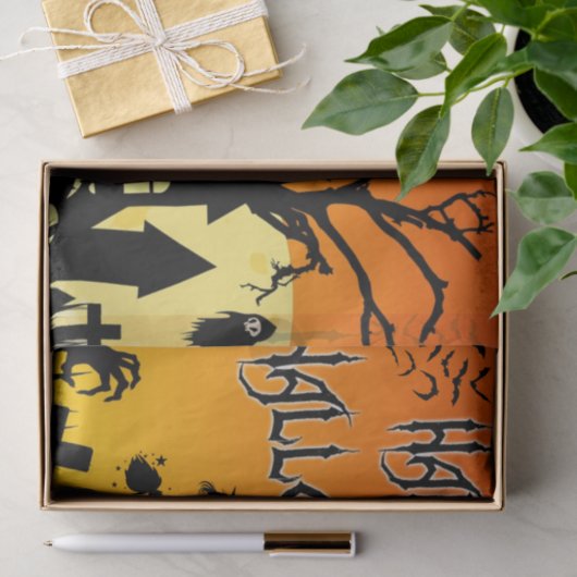 Gelukkig Halloween Spooky Haunted House, Cemetery Tissuepapier (Geschenk)