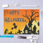 Gelukkig Halloween Spooky Haunted House, Cemetery Tissuepapier (Craft)