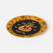 Gelukkig Halloween Spooky Pompoen Carving Party Papieren Bordje (Gekanteld)