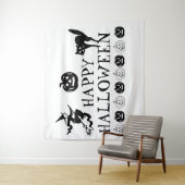 Gelukkig Halloween spooky zwart wit decor Wandkleed (In situ)
