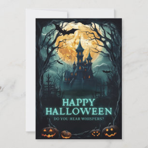 Gelukkig Halloween Spukhuis Feestdagenkaart