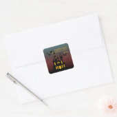 Gelukkig Halloween Spukhuis Gradiënt Vierkante Sticker (Envelop)