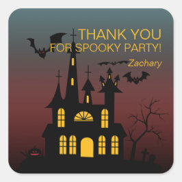 Gelukkig Halloween Spukhuis Gradiënt Vierkante Sticker