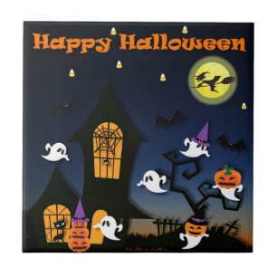 Gelukkig Halloween Spukhuis Tegeltje