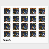 Gelukkig Halloween Spukhuis Vierkante Sticker (Vel)