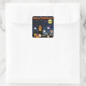 Gelukkig Halloween Spukhuis Vierkante Sticker (Tas)