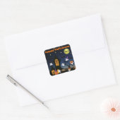 Gelukkig Halloween Spukhuis Vierkante Sticker (Envelop)
