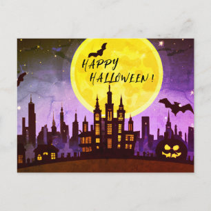 GELUKKIG HALLOWEEN STADSGEZICHT FEESTDAGENKAART