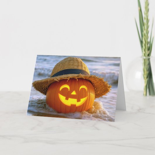 Gelukkig Halloween Strand Jack-o-lantern Kaart (Voorkant)