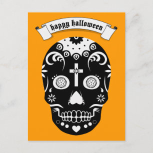 gelukkig halloween suikerschedel briefkaart