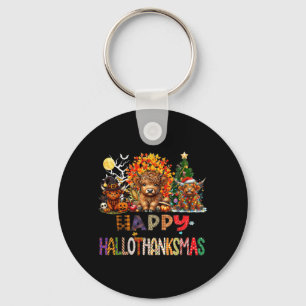 Gelukkig Halloween Thanksgiving Kerstmis Hoogland Sleutelhanger