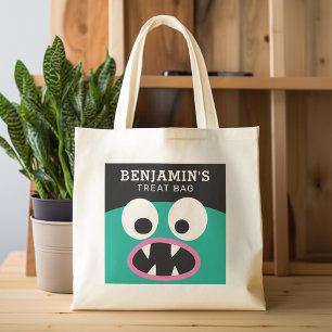Gelukkig Halloween Treat Aangepaste Naam Leuk Mons Tote Bag