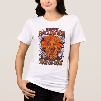 Gelukkig Halloween Trick Or Treat Duitse Herderspo Tri-Blend Shirt