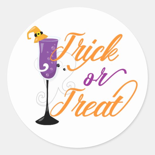 Gelukkig Halloween Trick Treat Ghost Cocktail Part Ronde Sticker (Voorkant)