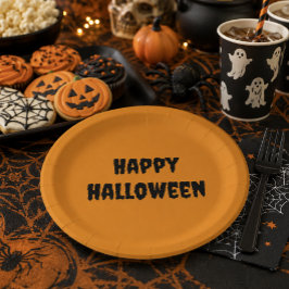 'Gelukkig Halloween' Typografie Feest Klaslokaal Papieren Bordje