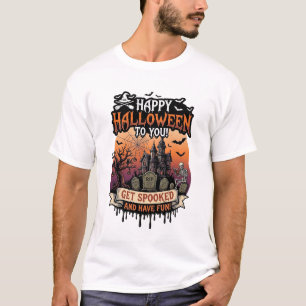 Gelukkig Halloween U Gespenstisch Huis Skelet Vlee T-shirt